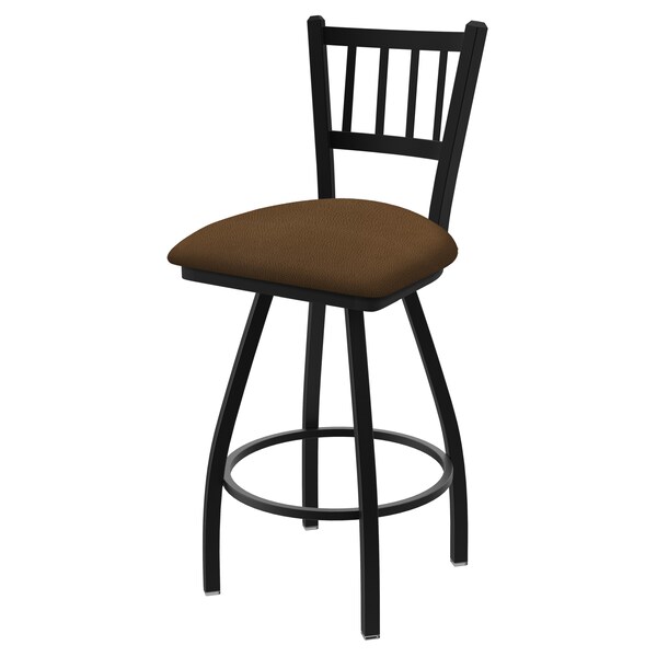 36" Swivel Bar Stool, Black Wrinkle, Rein Thatch Seat